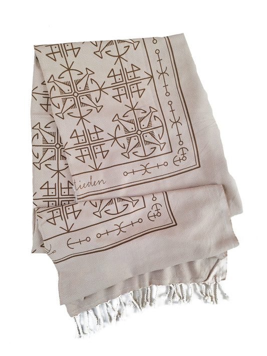 Strandteppich nach Original-Entwürfen der Vorpommerschen Fischerteppiche - Vierfisch Beige-Braun