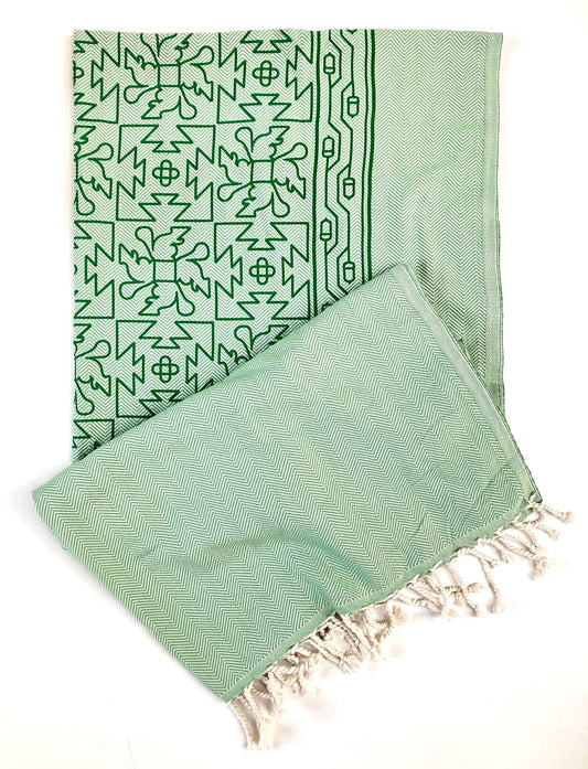 Strandteppich nach Original-Entwürfen der Vorpommerschen Fischerteppiche - Küstenwald - Grün