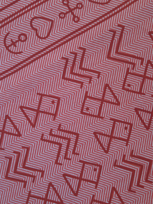 Strandteppich nach Original-Entwürfen der Vorpommerschen Fischerteppiche - Herz/Kreuz/Anker Backsteinrot