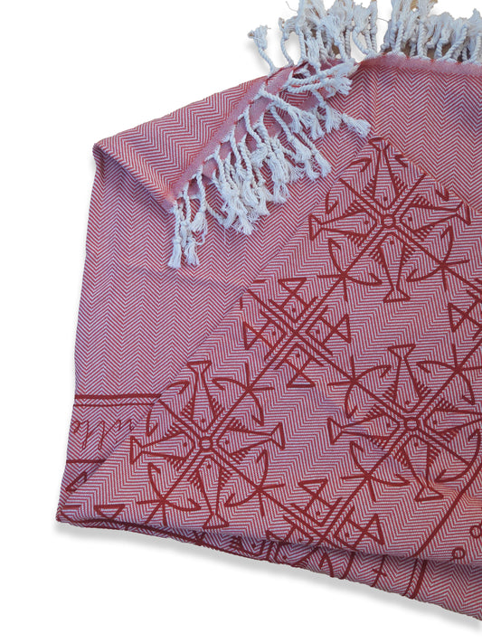 Strandteppich nach Original-Entwürfen der Vorpommerschen Fischerteppiche - Vierfisch Backsteinrot