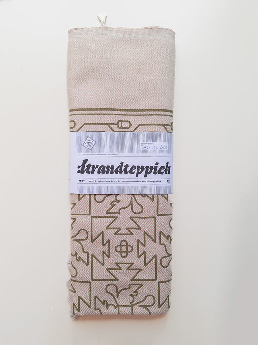 Strandteppich nach Original-Entwürfen der Vorpommerschen Fischerteppiche - Küstenwald Beige-Grün