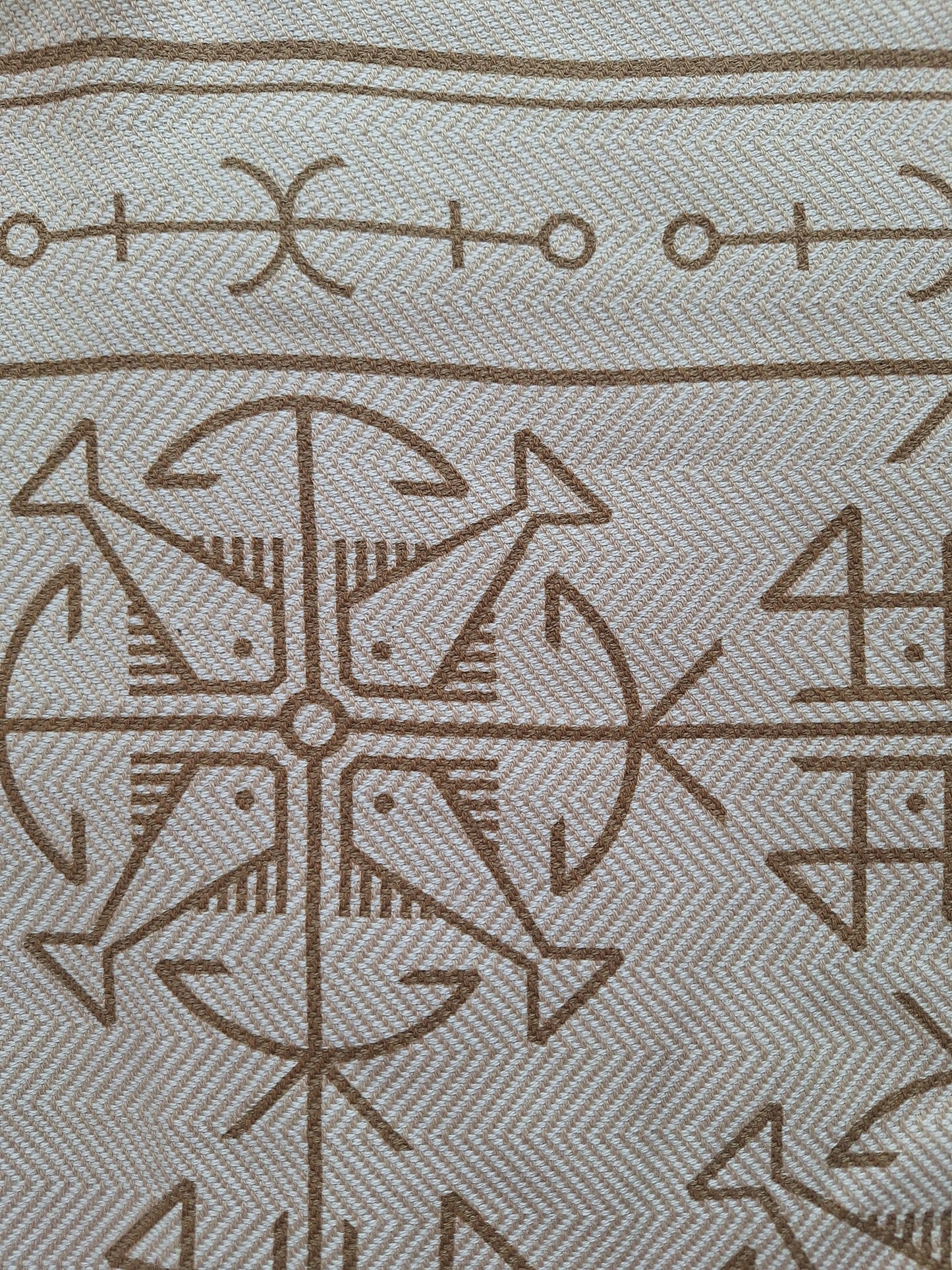 Strandteppich nach Original-Entwürfen der Vorpommerschen Fischerteppiche - Vierfisch Beige-Braun