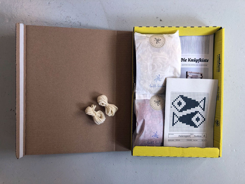 Materialpaket für einen weiteren Mini-Fischerteppich (Fischkiste blau)