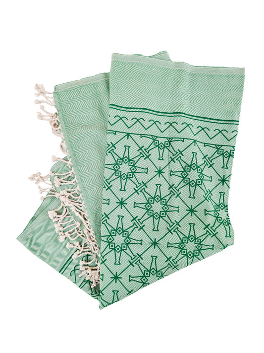 Strandteppich nach Original-Entwürfen der Vorpommerschen Fischerteppiche - Sternfisch Grün