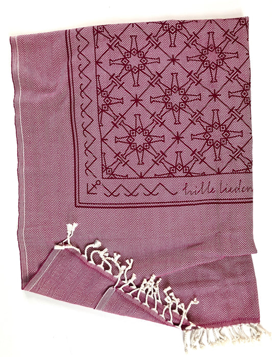 Strandteppich nach Original-Entwürfen der Vorpommerschen Fischerteppiche - Sternfisch Weinrot