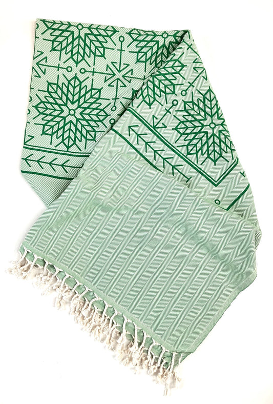 Strandteppich nach Original-Entwürfen der Vorpommerschen Fischerteppiche - Stranddistel Grün