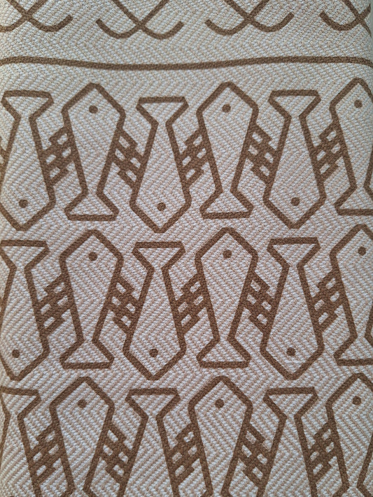 Strandteppich nach Original-Entwürfen der Vorpommerschen Fischerteppiche - Tanzende Fische Beige-Braun