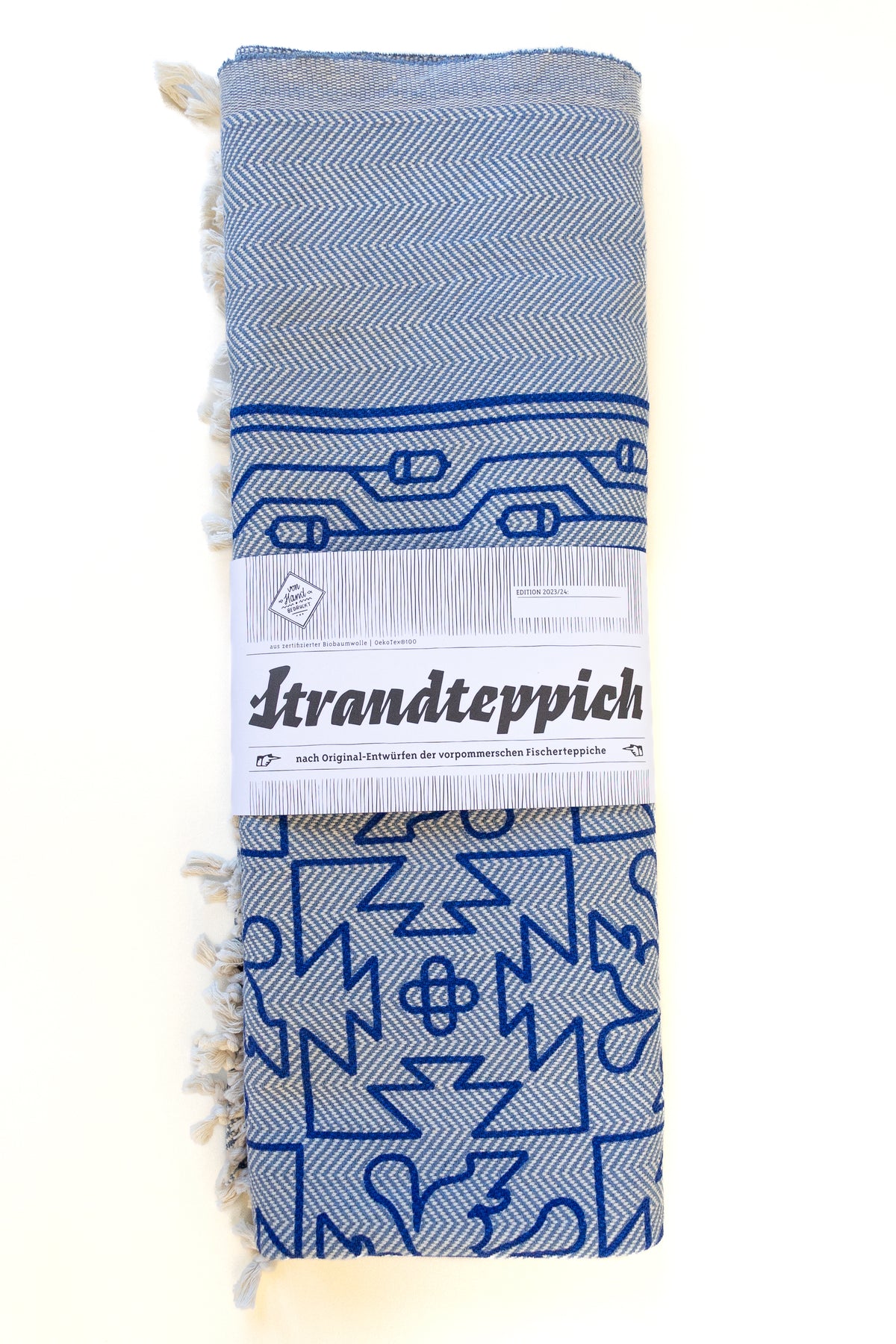 Strandteppich nach Original-Entwürfen der Vorpommerschen Fischerteppiche - Küstenwald  - Blau